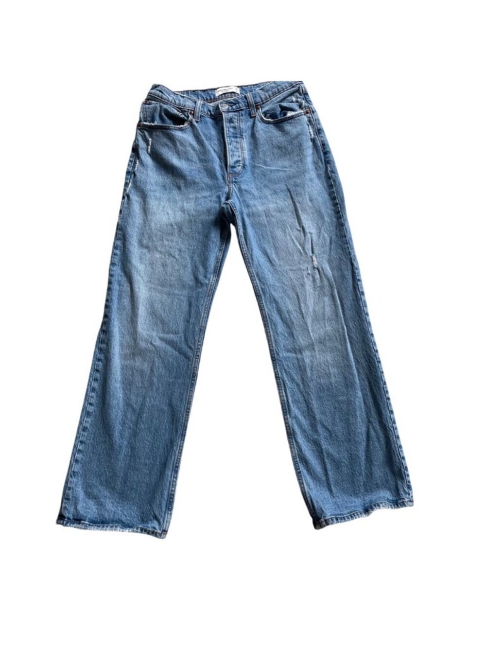 Abercrombie & Fitch The 90s Baggy Low Rise Jeans Womens 28 Distressed Button Fly